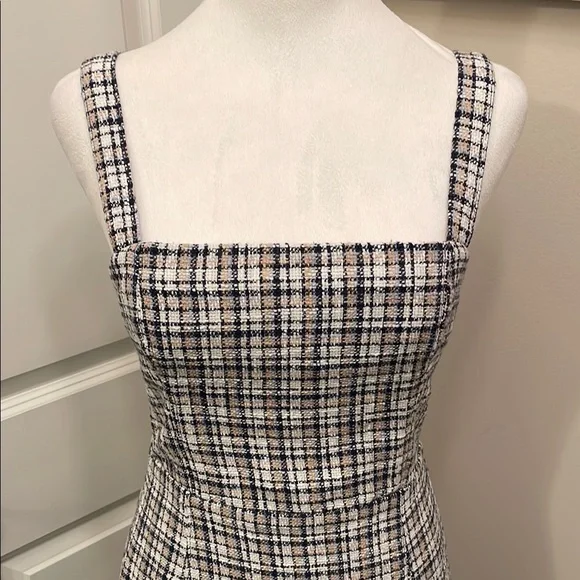 Abercrombie & Fitch Tweed plaid Navy and White Mini Dress - Picture 2 of 14